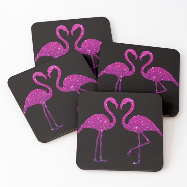 Item preview, Deep Pink Purple Ombre Faux Glitter Flamingos Silhouette designed and sold by Felicity-K.