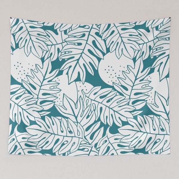 Item preview, Hawaiian Breadfruit-Ulu leaves-dark turquoise designed and sold by Linda Maliuana.