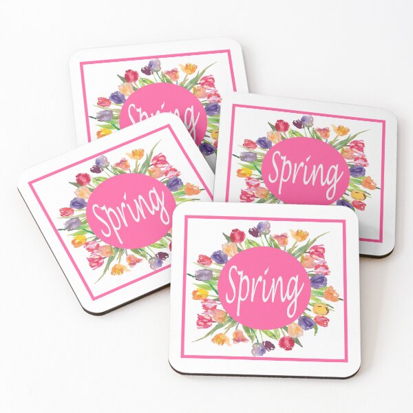 Item preview, Spring: circle of tulips with pink background and border designed and sold by Becky Hunter.