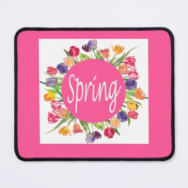 Item preview, Spring: circle of tulips with pink background and border designed and sold by Becky Hunter.