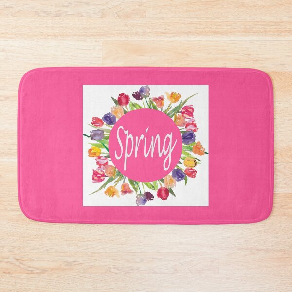 Item preview, Spring: circle of tulips with pink background and border designed and sold by Becky Hunter.
