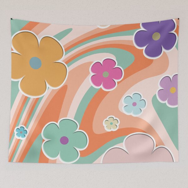 Item preview, 90s Aesthetic Groovy Retro Flower Pattern designed and sold by ind3finite.