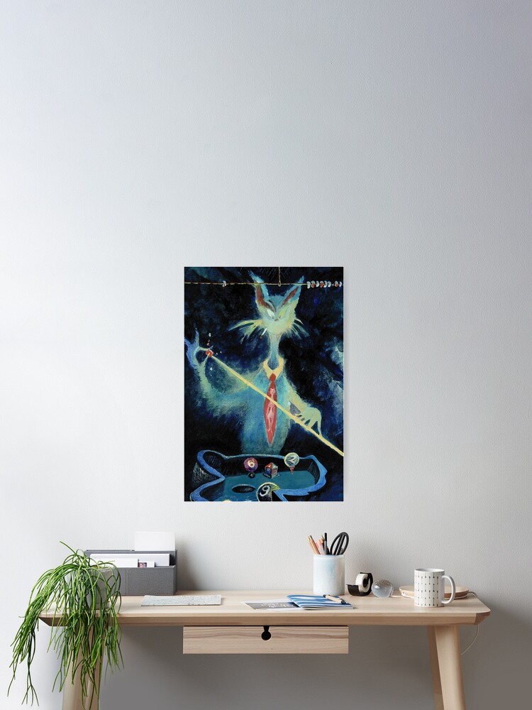 Cat Playing Pool at Night | Billiards Cat Painting | Crazy Cat Decor | Nightlife Kitty Poster