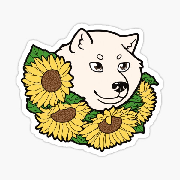 White Hokkaido Face and Himawari Sunflowers - Peace for Ukraine Sticker
