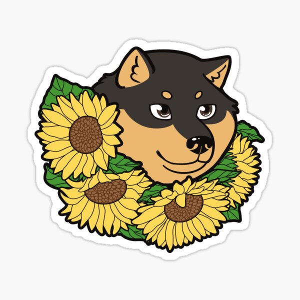 Black and Tan Hokkaido Face and Himawari Sunflowers - Peace for Ukraine Sticker