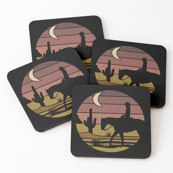 Item preview, Cowboy Silhouette Vintage Sunset Ranch Life designed and sold by Happy Puppy Print On Demand.