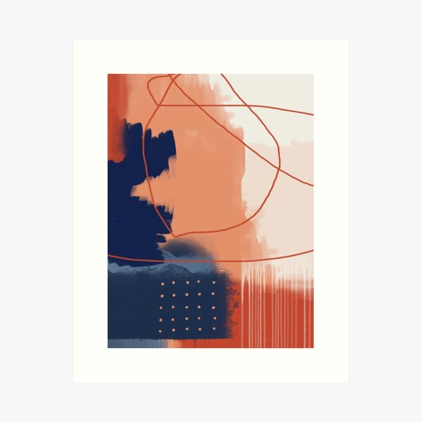Item preview, Abstract Art in navy blue and terracotta designed and sold by UrbanEpiphany.