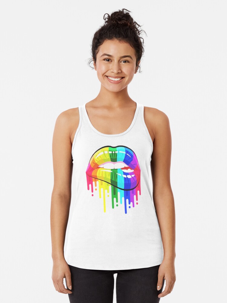 Racerback Tank Top, Rainbow Lips designed and sold by erinaugusta
