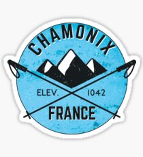 SKIING CHAMONIX MONT BLANC FRANCE Ski Mountain Mountains Skis Silhouette Snowboard Snowboarding 5 Sticker