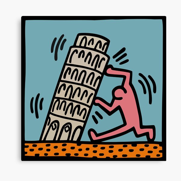 Keith Haring - Tour de Pise 1988 Têtes parlantes Pop Art abstrait T-shirt classique Impression sur toile