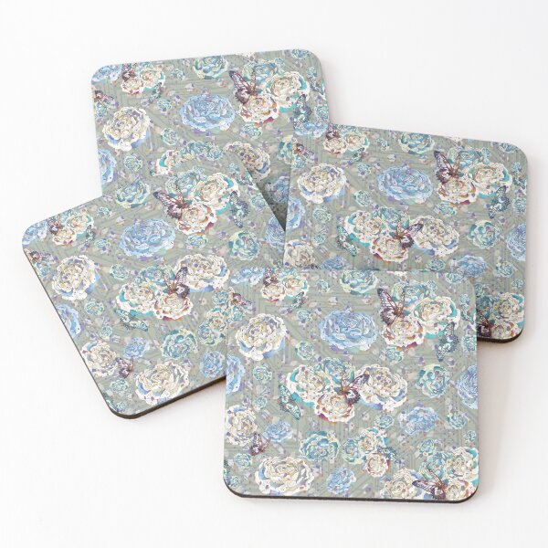Item preview, Sage Glitched kitsch butterfly garden polka dot confetti roses designed and sold by Ruth Cadioli.