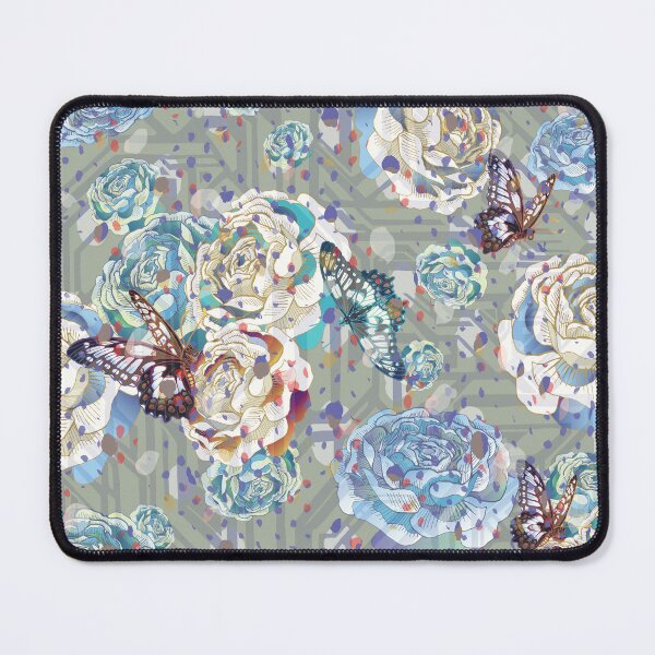 Item preview, Sage Glitched kitsch butterfly garden polka dot confetti roses designed and sold by Ruth Cadioli.