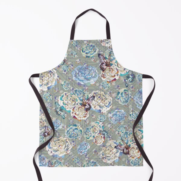 Item preview, Sage Glitched kitsch butterfly garden polka dot confetti roses designed and sold by Ruth Cadioli.