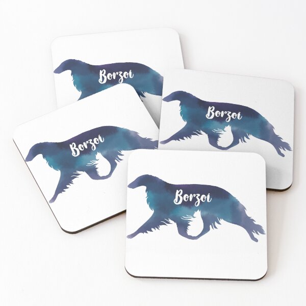 Item preview, Watercolor Borzoi in blue designed and sold by Spinyflowerart.