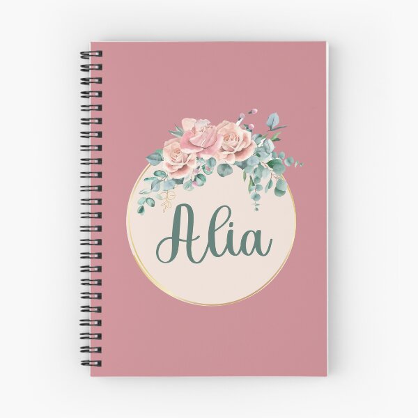 Item preview, "Alia" Name in Script Font with Rose Gold Flower Ring designed and sold by LotusPrints9.