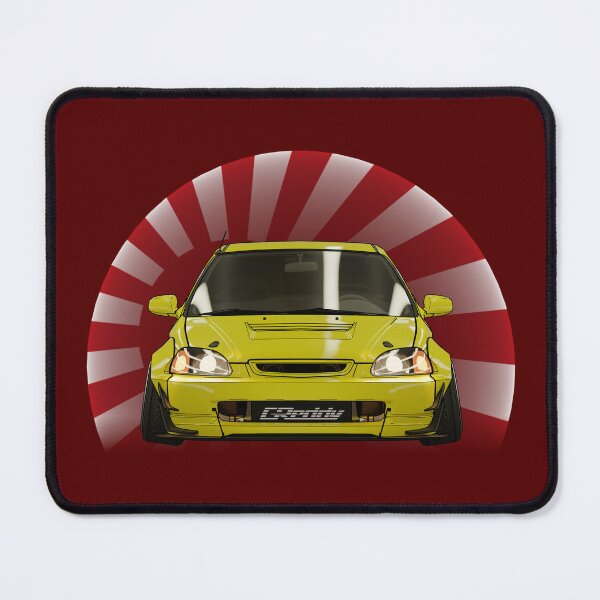 Item preview, Yellow Honda civic Car fan art, JDM, Japanese car wide body kit. designed and sold by CRWorks Shop.