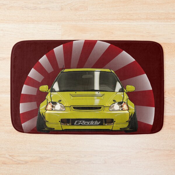 Artikelvorschau, Gelbe Honda Civic Car Fan Art, JDM, japanisches Auto Wide Body Kit. entworfen und verkauft von CRWorks Shop.