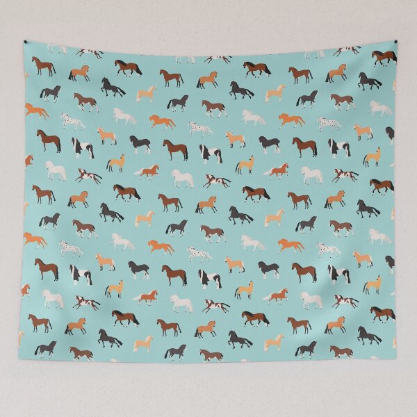Item preview, Different Types of Horse Breeds Blue Pattern  designed and sold by quinellie.