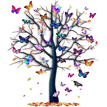 Handcrafted Colorful Metal Butterfly Heart Tree Wall Art