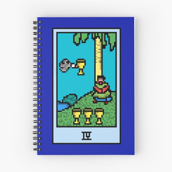 Item preview, Espera, ¿esto es tarot de pixel art? Azul - Arcanos Menores 'Cuatro de Copas' (Diseño para camisetas, pegatinas y otros accesorios) designed and sold by Pixel Waite.