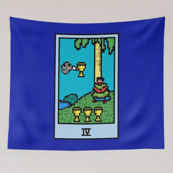 Item preview, Wait, is this pixel art tarot? Blue - Minor Arcana 'Four of Cups' (Design for T-shirt, stickers and other accessories) designed and sold by Pixel Waite.