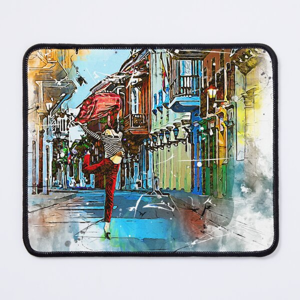 Item preview, Dancing on a road in Cartagena Colombia watercolor design white version designed and sold by M-Infinite.