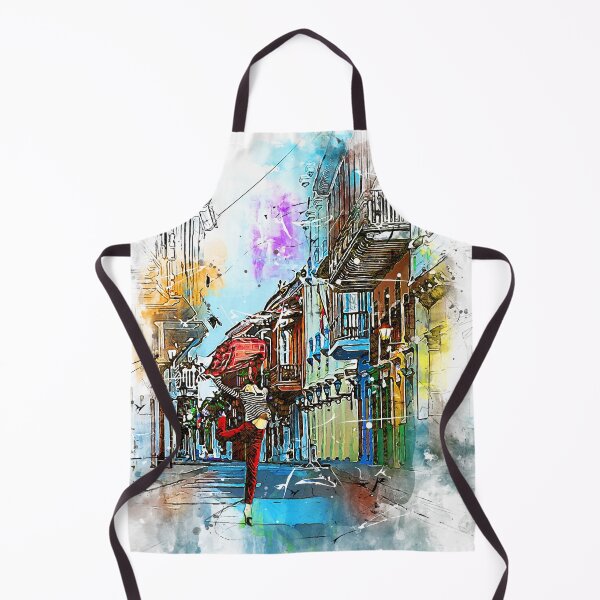 Item preview, Dancing on a road in Cartagena Colombia watercolor design white version designed and sold by M-Infinite.