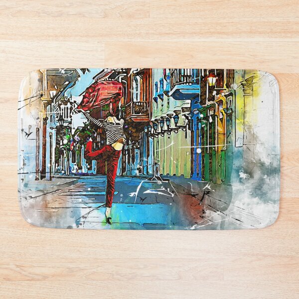 Item preview, Dancing on a road in Cartagena Colombia watercolor design white version designed and sold by M-Infinite.