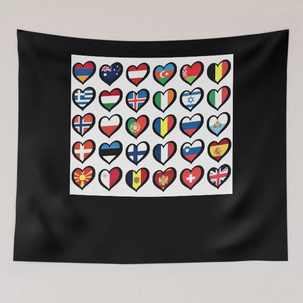 Item preview, Eurovision European Flags Hearts Classic designed and sold by AllanJohnson1.