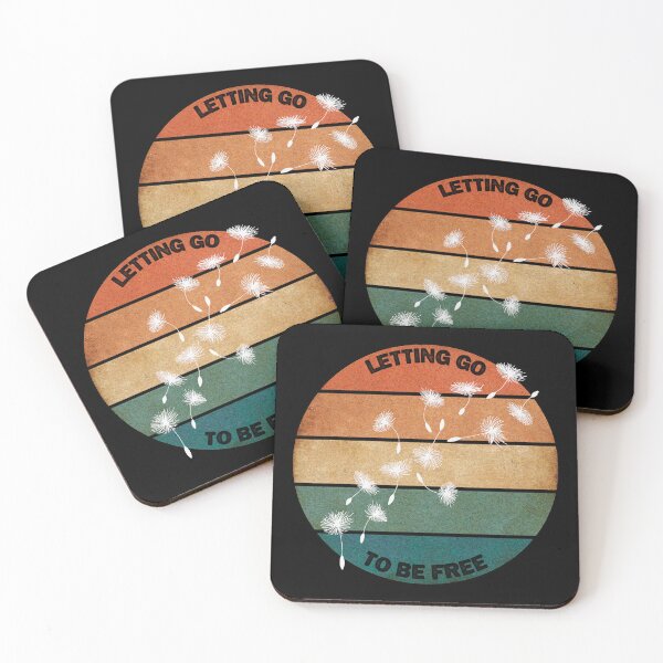 Item preview, I am letting go, so I can be free. Beautiful retro sunset dot painting with dandelions floating in the wind. designed and sold by Orianah.