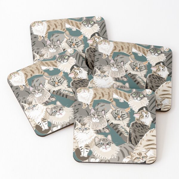 Item preview, Cats Paradise Teal pattern designed and sold by belettelepink.