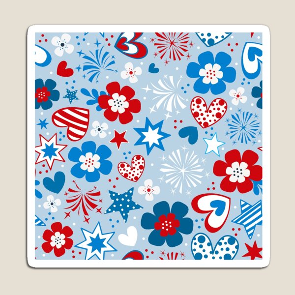 Item preview, Patriotic Fourth of July Fireworks Stars Hearts Flowers Stars and Stripes designed and sold by KrisInStitches.