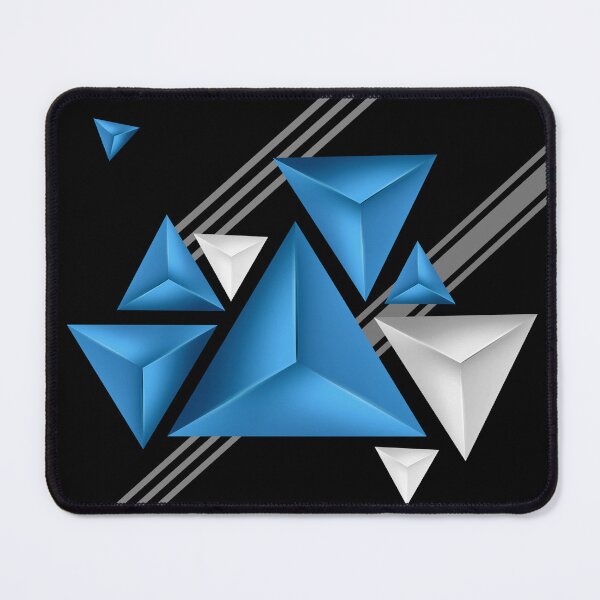 Artikelvorschau, Ein Design mit einem blauen und weißen Triangelmuster in 3D-Optik und weißen Streifen entworfen und verkauft von velisani.