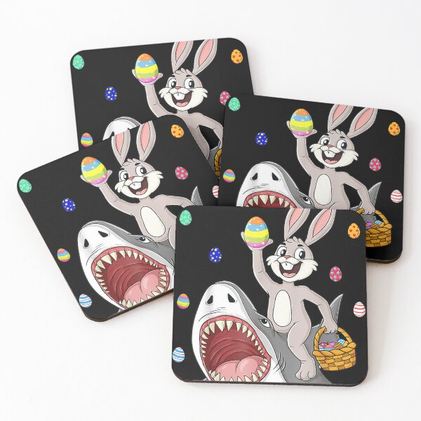 Item preview, Easter Bunny Riding Shark Funny Eggs Basket Boys Girls Kids . designed and sold by ezechudnbowy.