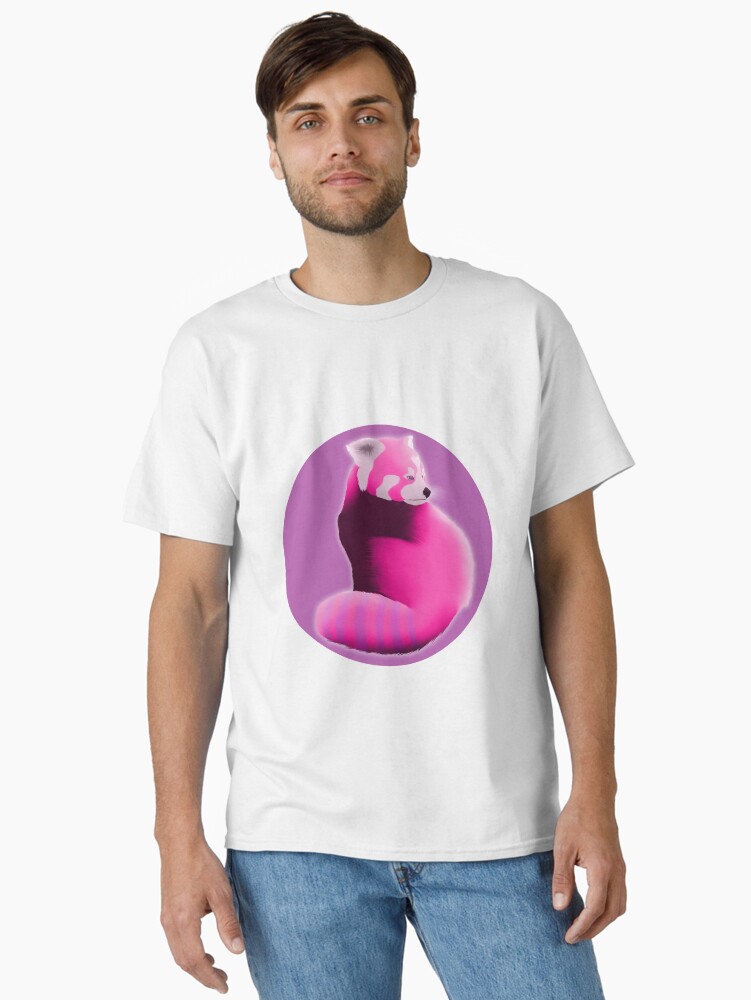 Thumbnail 2 of 7, Classic T-Shirt, Red Panda in Pink (glow) designed and sold by LilithPan.