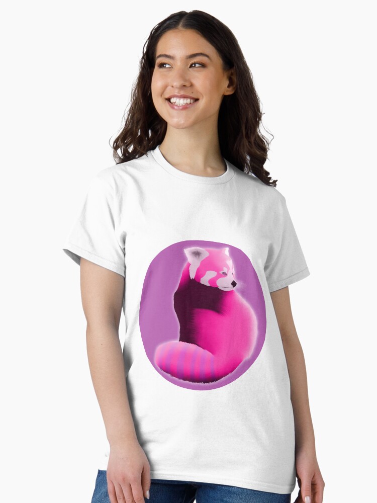 Thumbnail 1 of 7, Classic T-Shirt, Red Panda in Pink (glow) designed and sold by LilithPan.
