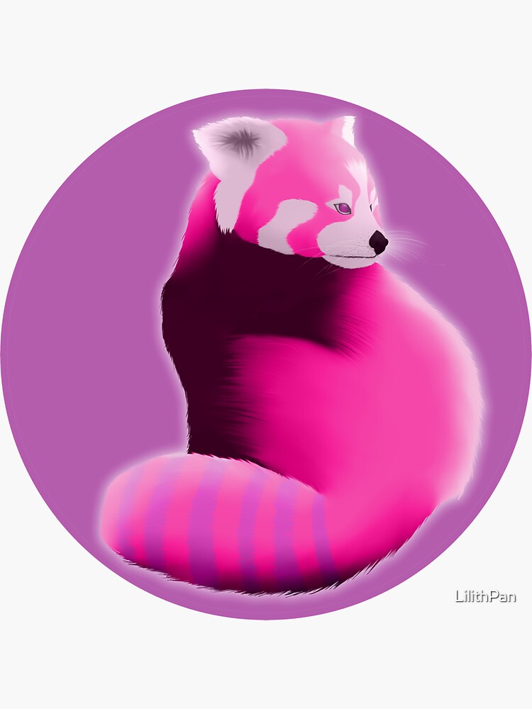 Thumbnail 3 of 3, Sticker, Red Panda in Pink (glow) designed and sold by LilithPan.