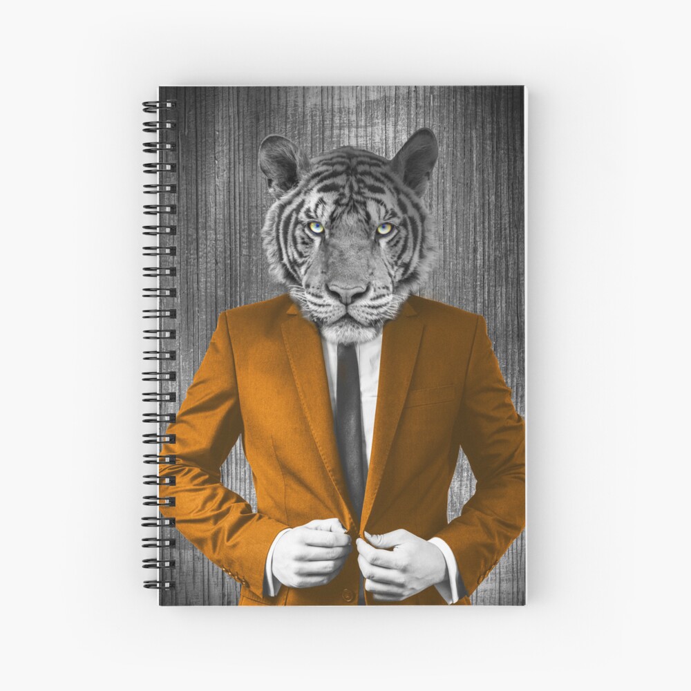 A Tiger in Suit Big Cat Animal Funny Surreal Art Black and White Colour Splash " Art Print for by Bob-Moon-Art |