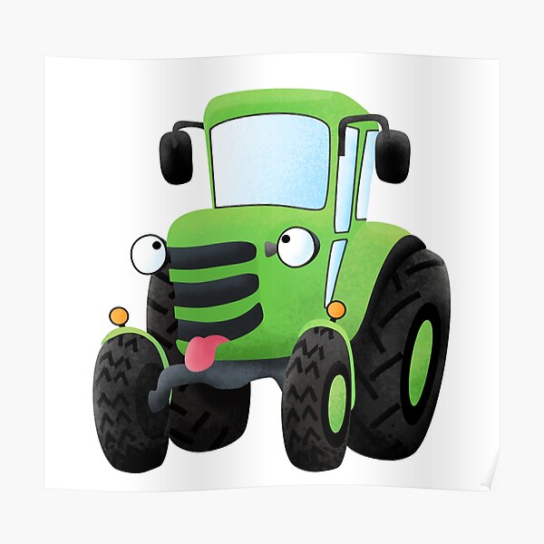 Cute green happy farm tractor cartoon illustration Cute green happy farm tractor cartoon illustration