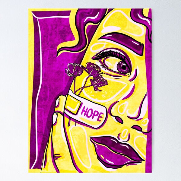 Item preview, A girl with a plaster on her face and the inscription Hope. designed and sold by DaisyArtDecor.