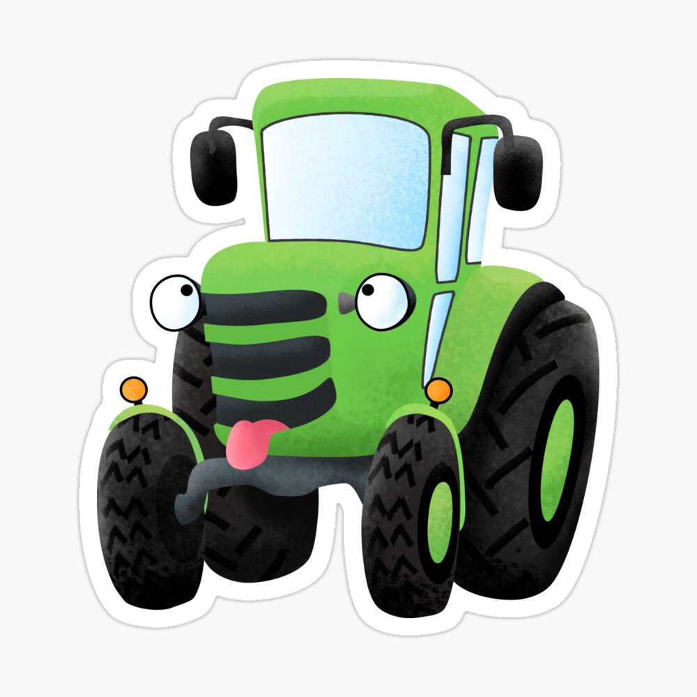 Cute green happy farm tractor cartoon illustration Cute green happy farm tractor cartoon illustration