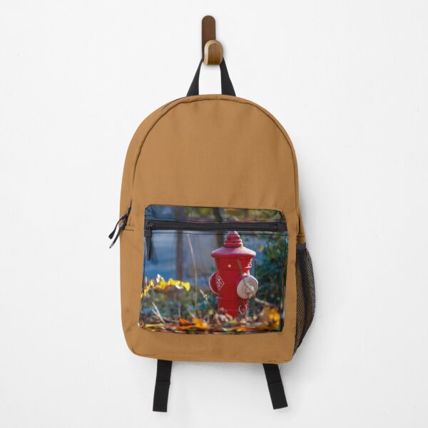 Item preview, red hydrant in the foliage designed and sold by OskiOnTour.