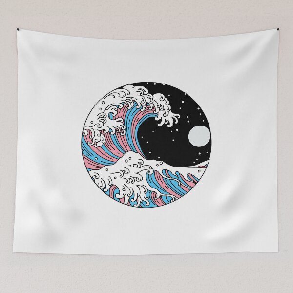 Item preview, Circular Japanese Trans Wave. Transgender Pride designed and sold by Subtle Pride Shop.