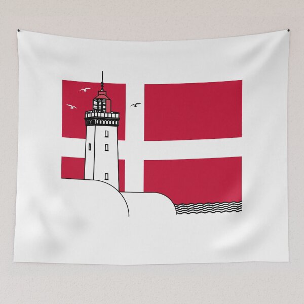 Item preview, Denmark flag with Rubjerg Knude lighthouse designed and sold by Breier.