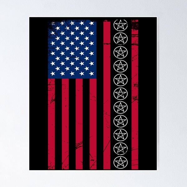 Item preview, Distressed American Flag with Pentagrams designed and sold by JacknightW.