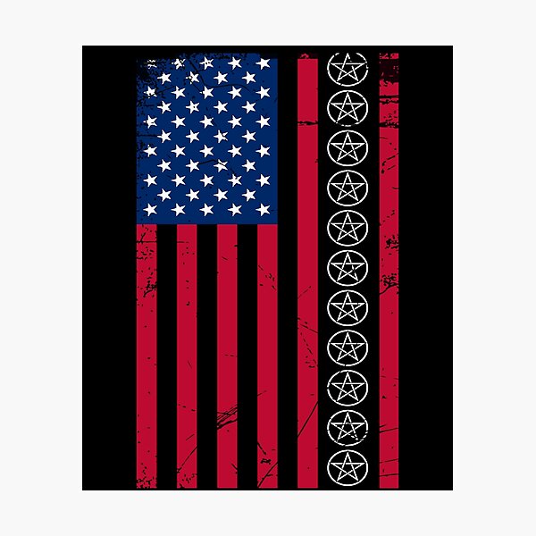 Item preview, Distressed American Flag with Pentagrams designed and sold by JacknightW.