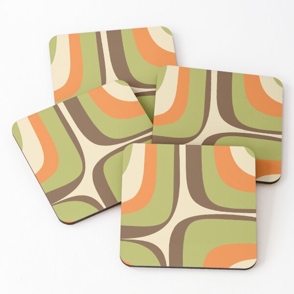 Item preview, Retro Groove Pattern in 70s Orange Brown Avocado Green Beige Cream designed and sold by kierkegaard.