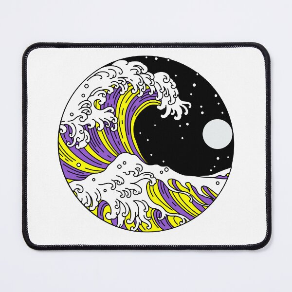 Item preview, Circular Japanese Wave Non Binary. Nonbinary Pride designed and sold by Subtle Pride Shop.