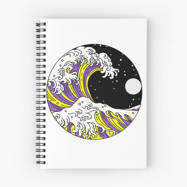 Item preview, Circular Japanese Wave Non Binary. Nonbinary Pride designed and sold by Subtle Pride Shop.