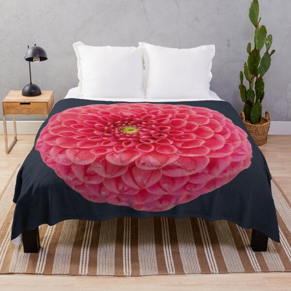 Item preview, Red Ball Dahlia Flower on Dark Blue Square designed and sold by ellenhenry.